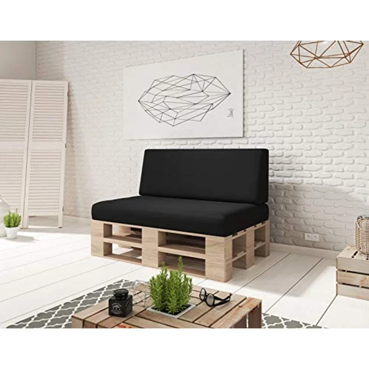 sunnypillow Palettenkissen Milano - 2er Set Palettenauflage mit abnehmbarem Bezug Kaltschaum, 2er Set Sitz- und Rückenkissen – Bild 4