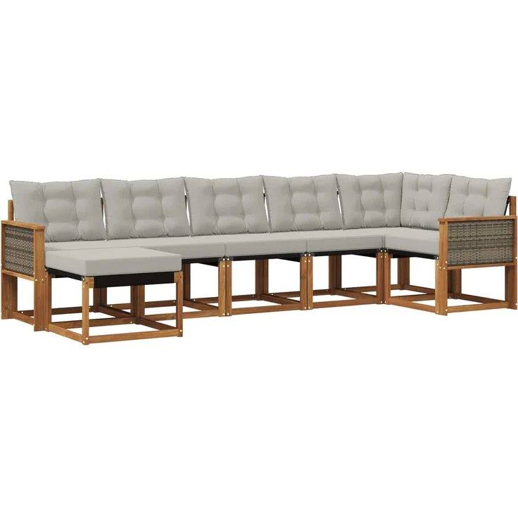vidaXL Outdoor-Sofagarnitur 7 stk. 7-Sitzer Natur und Hellgrau 3382091 – Bild 2