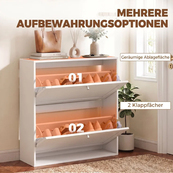 HOMCOM Schuhschrank, MDF, Weiß, 80 x 20 x 84 cm – Bild 4