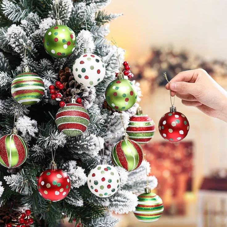 ABC 12-teiliges Dekokranz-Set, für Weihnachten, weiß, Kunststoff / Glas, 8 x 28 x 20 cm – Bild 4