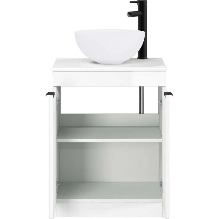 vidaXL Waschbeckenschrank Hochglanz Weiß 54 x 41 x 100 cm 3404208 – Bild 3