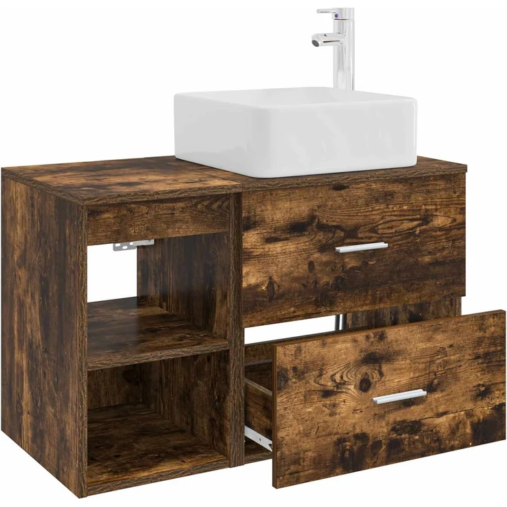 vidaXL Badezimmerschrank-Set 2 stk. Geräucherte Eiche 83 x 35 x 80 cm 3403900 – Bild 4