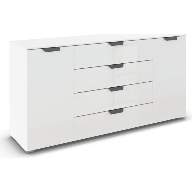 rauch Aditio Box, Kommode, 1-türig, 4 Schubladen, mit Glasfront, mit Softclose-Funktion, Farbe Weiß, BxHxT 160x81x42cm – Bild 3