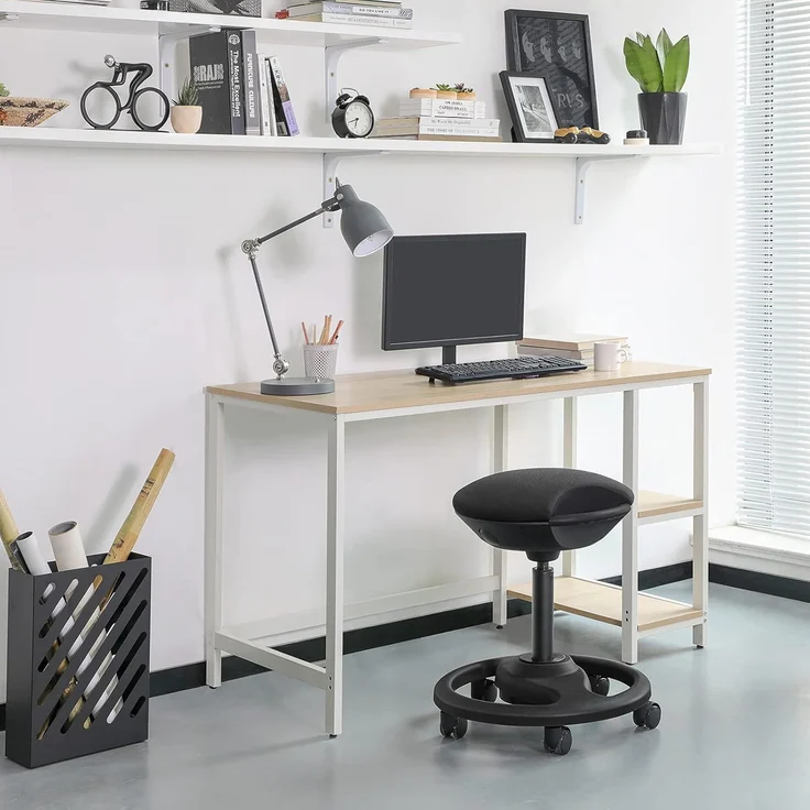 Songmics Bürohocker ergonomisch auf Rollen, höhenverstellbar, schwarz, 50x55-73 cm – Bild 2