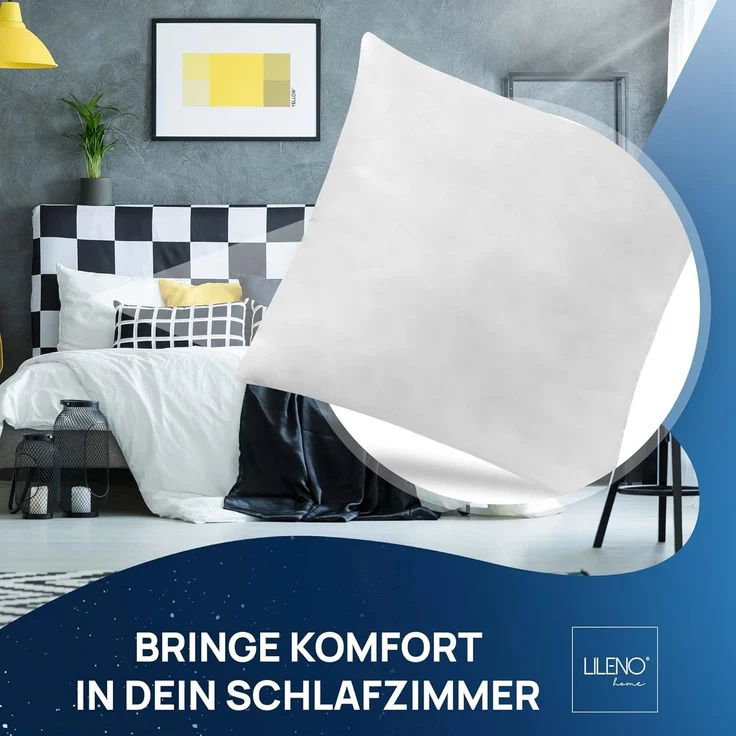 LILENO HOME Federkissen 45x45 cm [4er Set] - Kissen 45x45 cm aus Federn als Kopfkissen, Schlafkissen u. Bettkissen perfekt für Allergiker und Kinder - Federkernkissen mit je 450 g – Bild 3