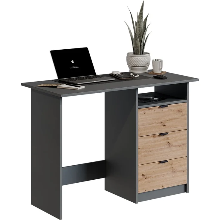Schreibtisch Meiko Anthrazit/Artisan 105 x 50 cm mit Schubladen Vicco – Bild 5