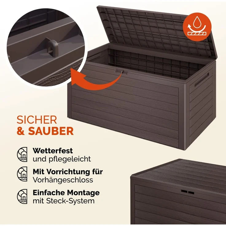 Casaria Auflagenbox Kissenbox Aufbewahrungsbox Woody Holzoptik Braun – Bild 3