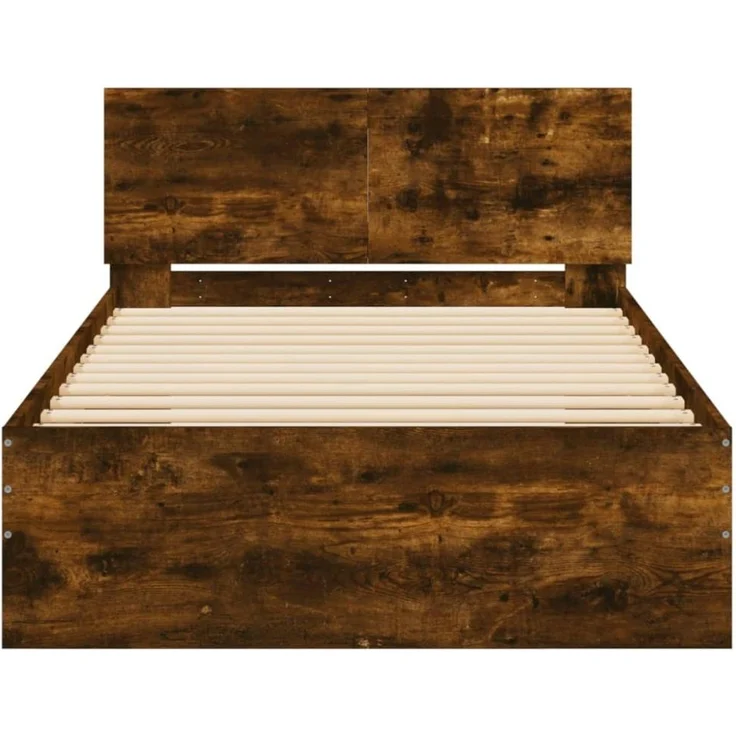 vidaXL Bettgestell mit Kopfteil Räuchereiche 100x200 cm Holzwerkstoff 838621 – Bild 10