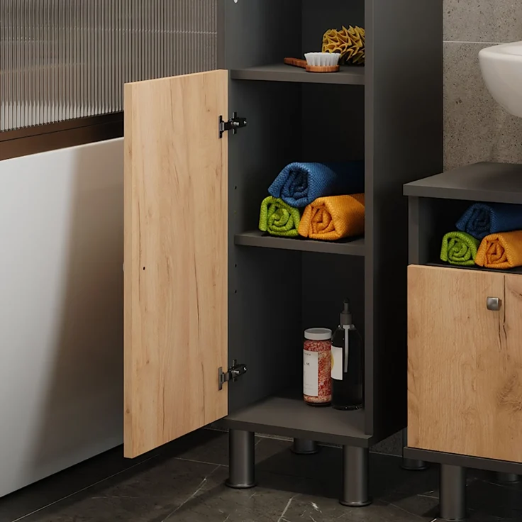 Hochschrank Fynn Anthrazit/Goldkraft Eiche 30 x 190 cm Vicco – Bild 5