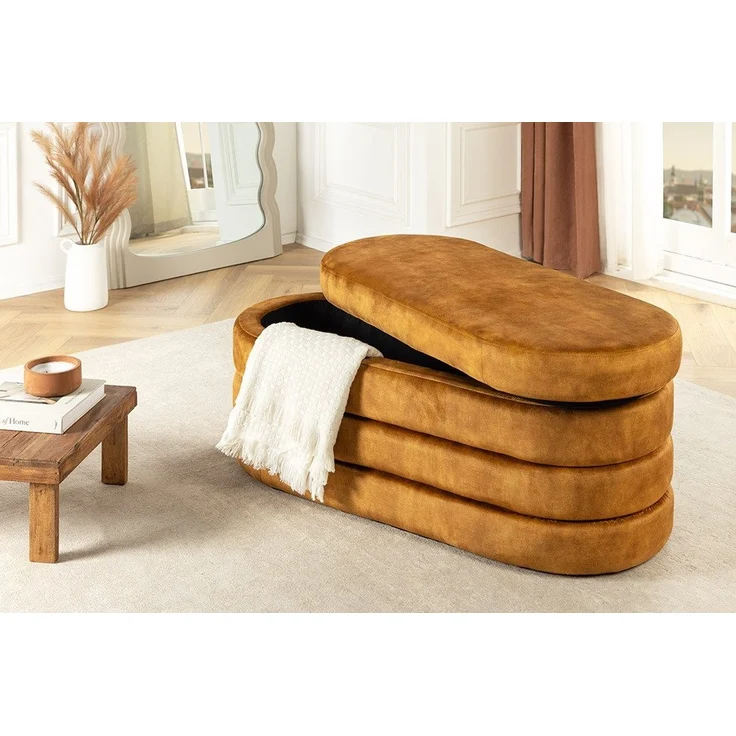 riess-ambiente Sitzbank VOGUE 115cm senfgelb - Samt, mit Stauraum, fertig montiert, gepolstert (Einzelartikel, 1-St), stilvolle Polsterbank - ideal für glamouröse Schlafzimmer & Ankleiden – Bild 3