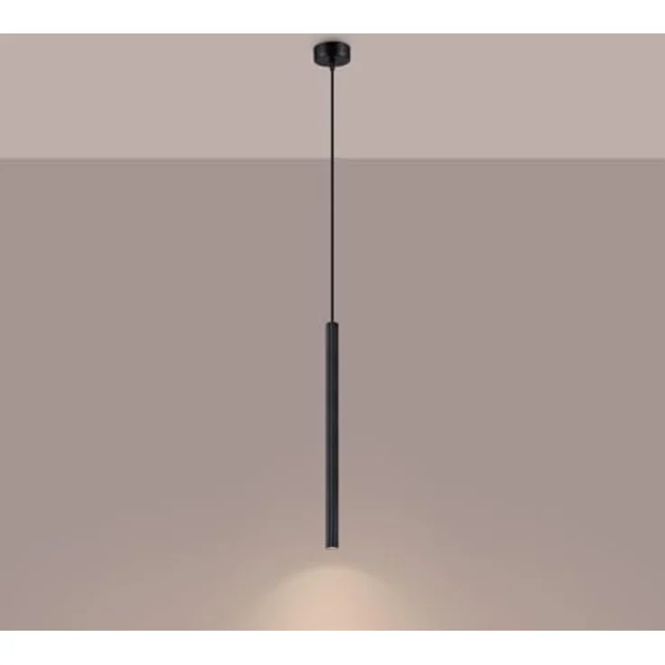 Sollux Lighting Pendelleuchte Arche 1, schwarze Pendelleuchte mit modernem Design und geripptem Stahlrohr, 120 cm Höhe – Bild 4
