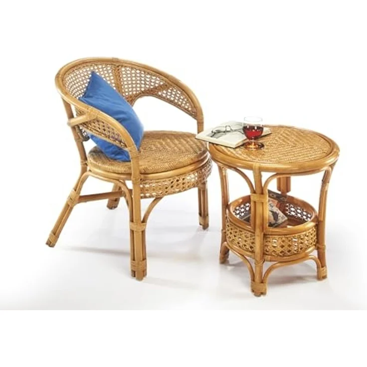 Kobolo Beistelltisch Tisch Ablagetisch NIMES aus Rattan (mit Ablagekorb, 1-St) – Bild 7