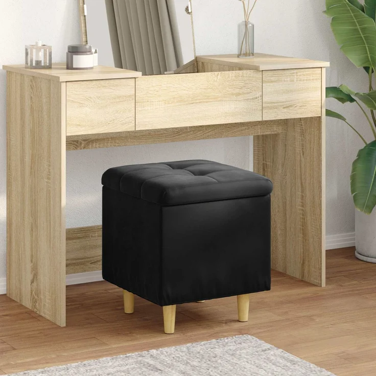 vidaXL Ottoman mit Stauraum Schwarz 40 x 40 x 45 cm Samt 876814 – Bild 1