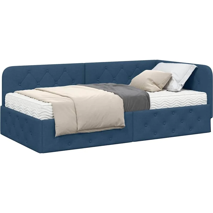 vidaXL Eckbettgestell Blau 90 x 190 cm Stoff 3394044 – Bild 2