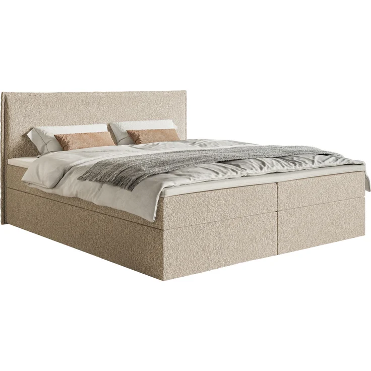 Selsey 'Softie' Boxspringbett 180x200 cm mit Topper und Stauraum, Chenille, Hellbeige – Bild 1