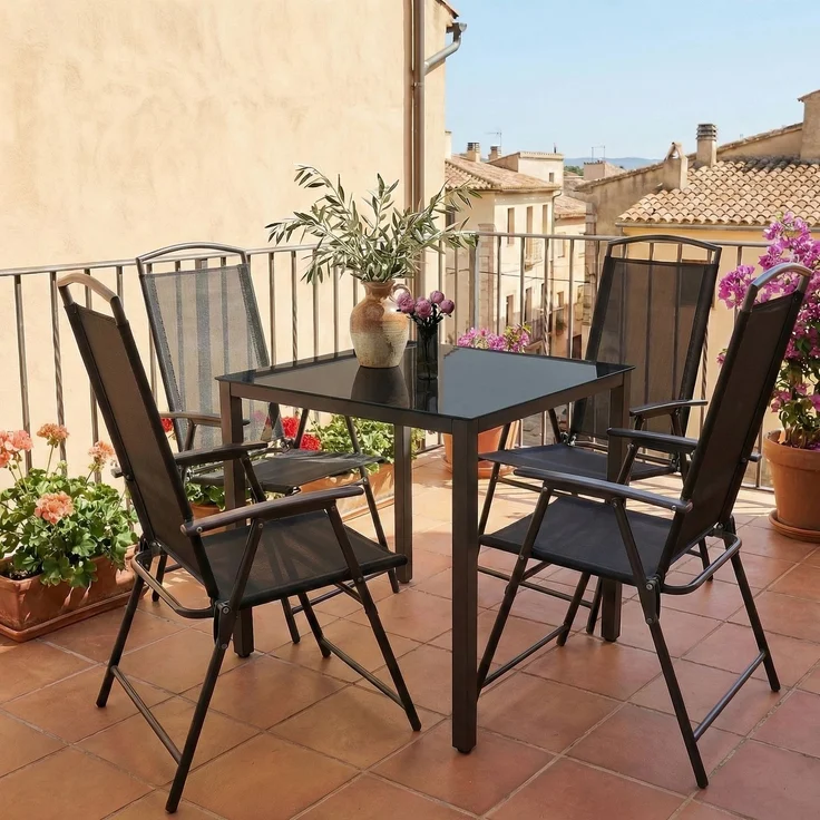 VCM Gartenmöbel-Set Garlos 918150 Schwarz H. 105 x B. 80 x T. 80 cm – Bild 5