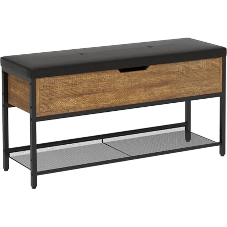 Mondeer Schuhbank Aufbewahrungsbank (2 Etagen), mit Verstellbarem Regal, mit gepolstertem Sitz und verdeckter Lagerung – Bild 1