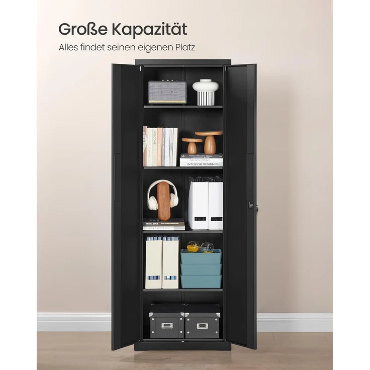 Songmics Aktenschrank mit 5 Ebenen, Stahl schwarz, 60 x 40 x 180 cm – Bild 6