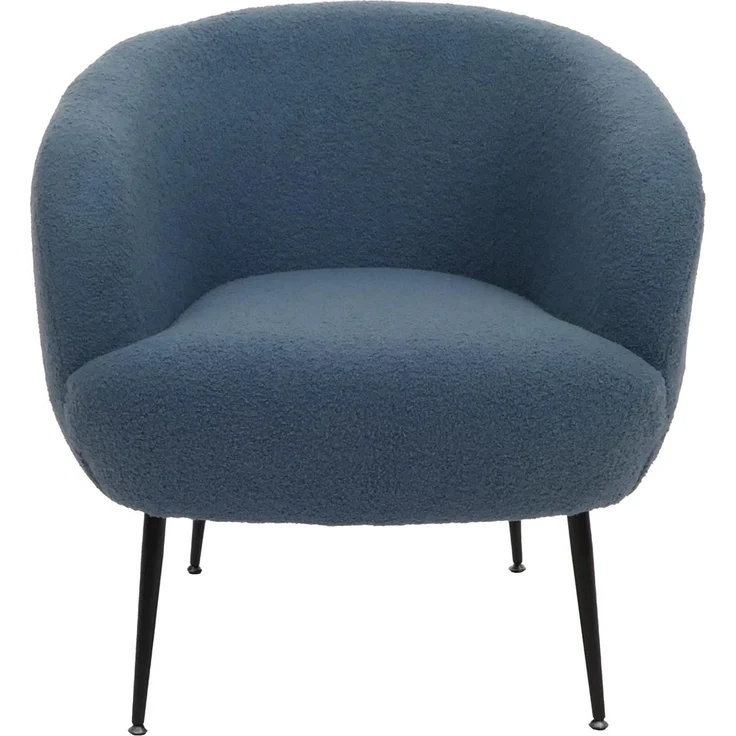 Lounge-Sessel HWC-O37, Cocktail-/Clubsessel Polstersessel Sessel, Stoff/Textil Bouclé (330g/m²) Metall MVG ~ blau – Bild 5