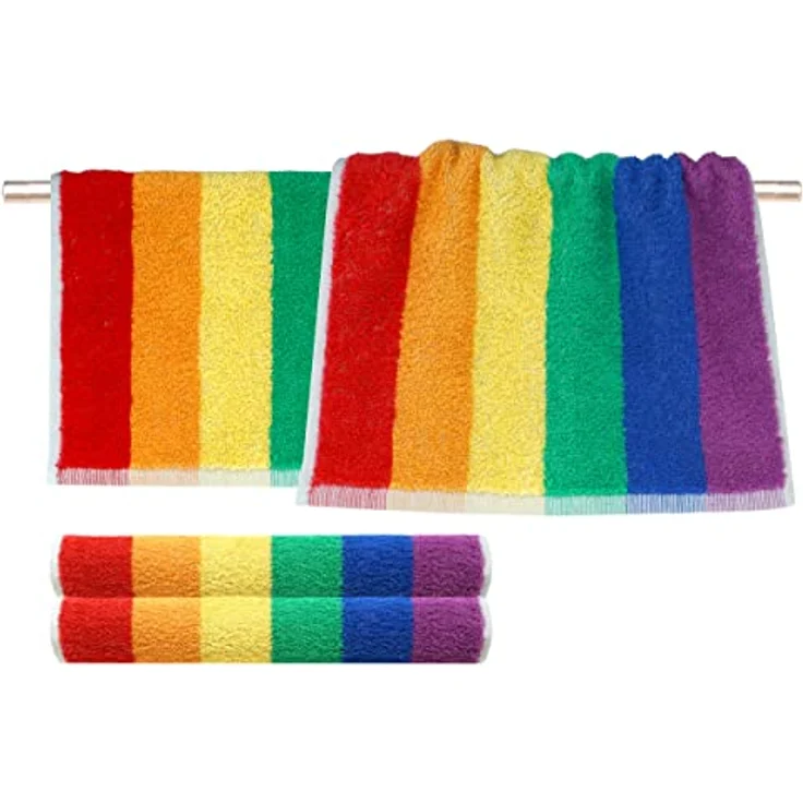 Lashuma Seiftuch Regenbogen, (Set, 4-St), gestreifte Waschlappen 30x30 cm bunt – Bild 8