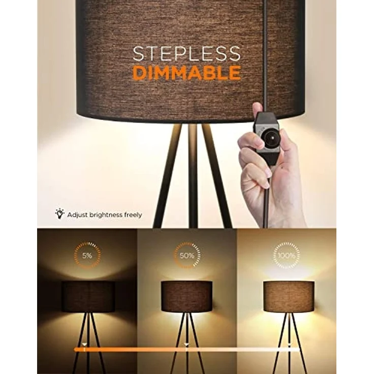 Tomons LED Stehlampe Dimmbar, Stehleuchte mit Dreibeinstativ aus Metall, LED wechselbar – Bild 3