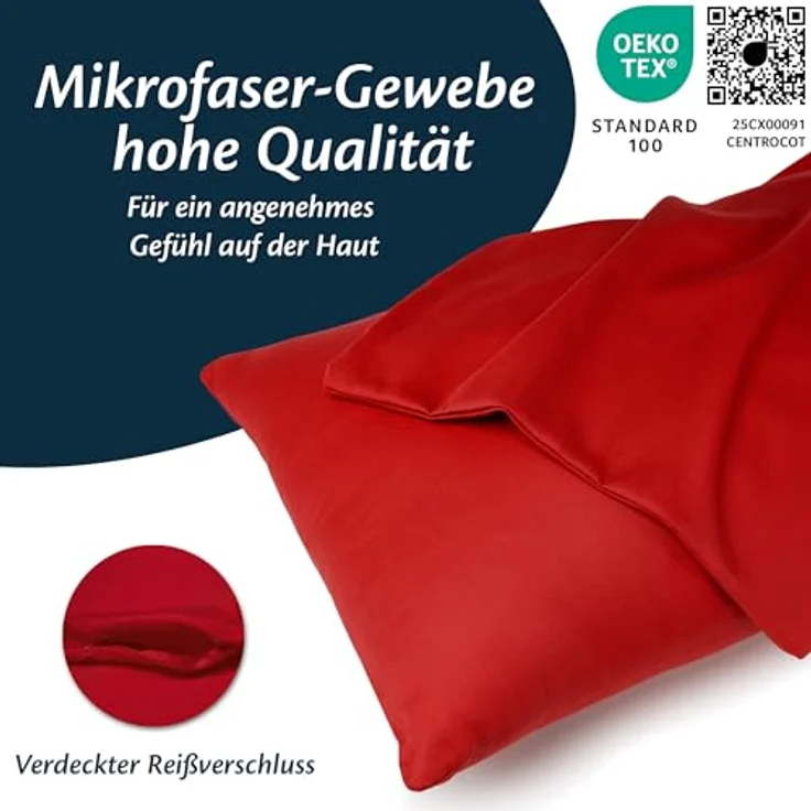 Kissenbezug 40x60 Mikrofaser Premium 2er Set Kissenhülle Deko für Kissen Bett/Sofa Stoff Superweicher Resistent Hypoallergen Anti-Milben Atmungsaktiv Kopfkissenbezug mit Verdecktem Zip Voll Waschbar – Bild 3