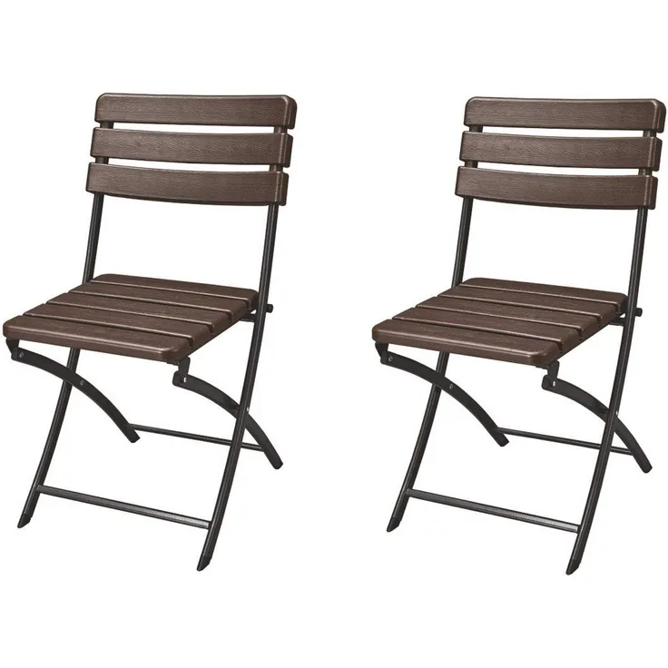 Garden Pleasure Gartenstuhl Klappstuhl TABORA 2 Stück mit Oberfläche in Holz-Optik Schwarz 44x54x83 cm