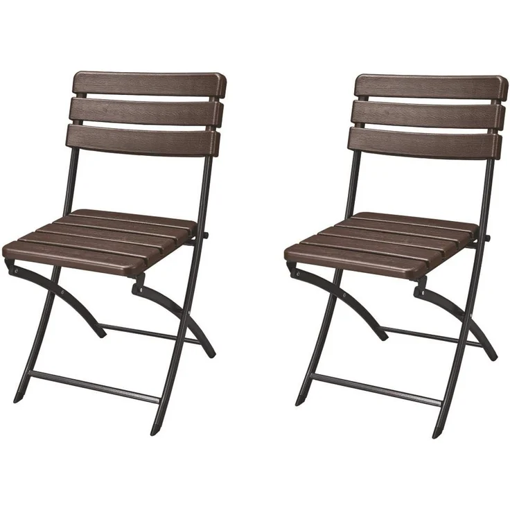 Garden Pleasure Gartenstuhl Klappstuhl TABORA 2 Stück mit Oberfläche in Holz-Optik Schwarz 44x54x83 cm – Bild 1