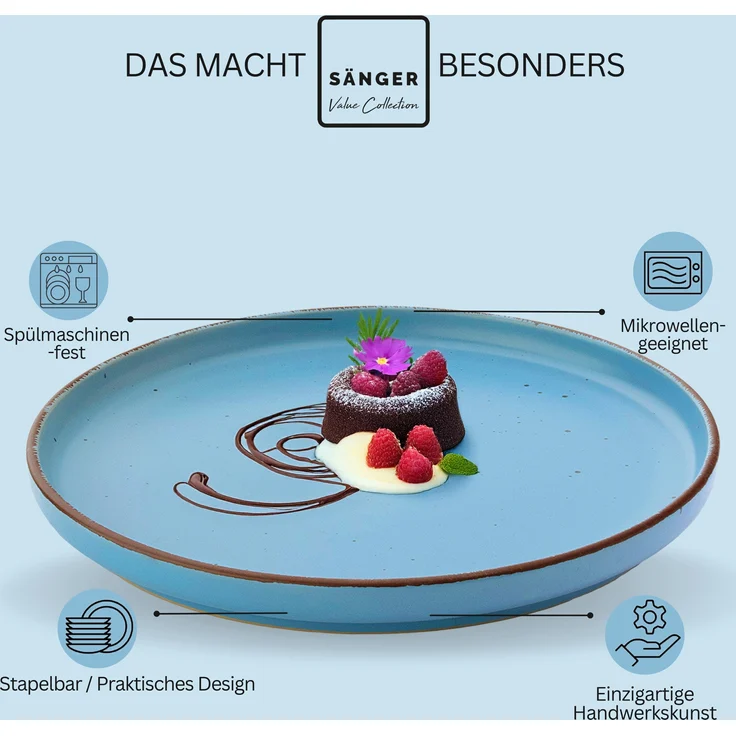 SÄNGER Steingut Dessertteller Bombay Meeresboden 4 teilig – Bild 3