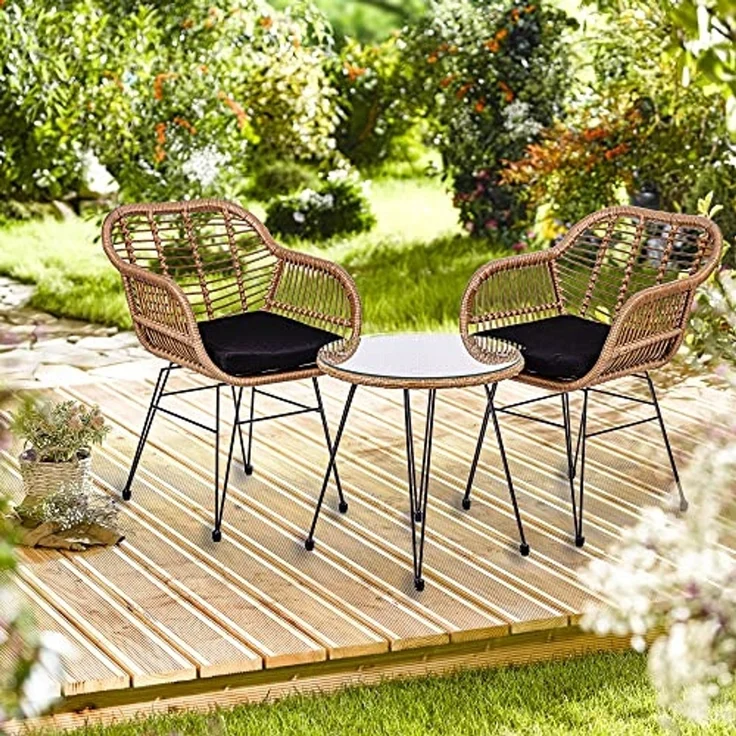 STILISTA® Bistro Set 3tlg. Polyrattan Bambus Optik – Bild 2