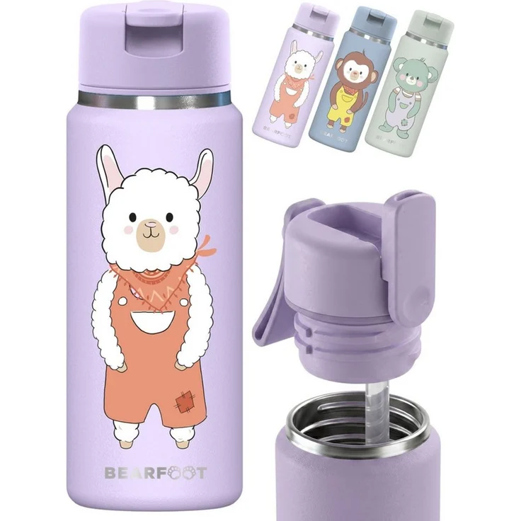 BEARFOOT Trinkflasche TINY Thermo Kinder Trinkflasche Edelstahl - Lama, Thermosflasche, auslaufsicher, Edelstahl, Kinderflasche, BPA-frei – Bild 1