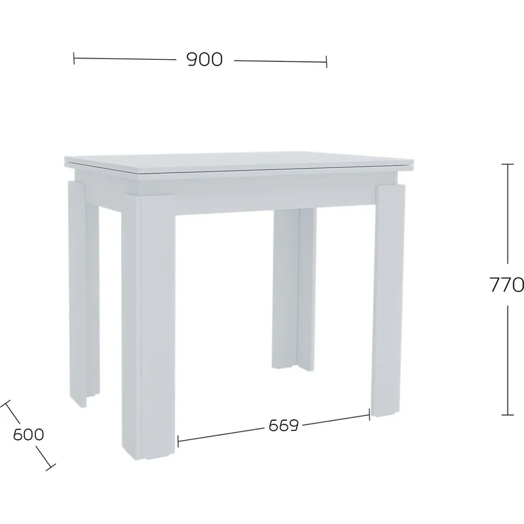 Shefa Esstisch Line Family 90-120 cm Weiß - Moderner Küchentisch aus Holzwerkstoff – Bild 3