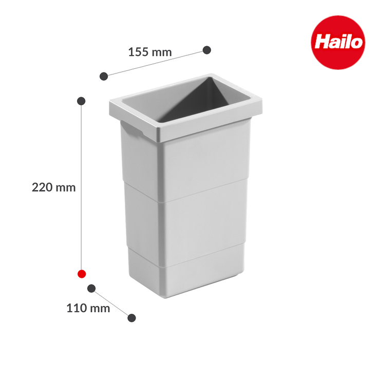 Hailo Inneneimer Kunststoff grau 2,5 L Abfallsammler Mülleimer Mistkübel Einsatz – Bild 3