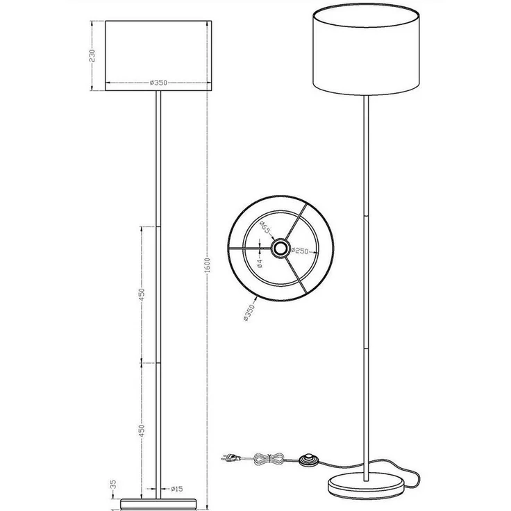 lightling Stehlampe Modern, ohne Leuchtmittel, abhängig vom Leuchtmittel, moderne Leselampe mit Schirm aus Stoff – Bild 2