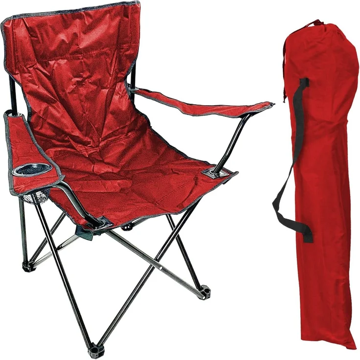 2er Anglersessel Campingstuhl Outdoorstuhl Getränkehalter Tasche Rot – Bild 2