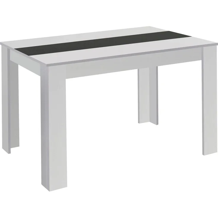 byLIVING Esstisch Nori / Moderner Küchentisch in Weiß / Einlegeplatte wendbar in schwarz oder weiß / Goßer Tisch / 160x90, H 75 cm