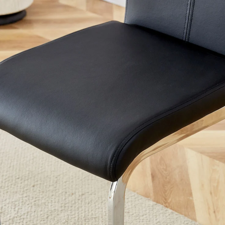 Zwei hohe schwarze Barhocker im nordischen Stil, geeignet für Restaurants, Küchen, Terrassen und Gäste Bürostühle (Set von 2) (‌Schwarz+PU)Geeignet für mehrere Gelegenheiten.--Schwarz+Silber--96.5x46.5x38.9cm--YOUDENOVA – Bild 9