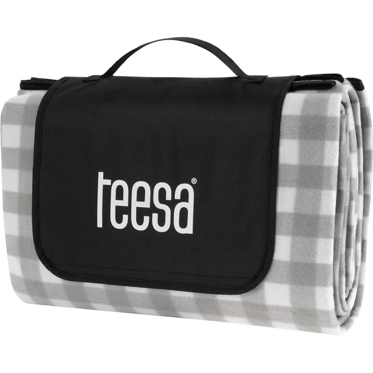 Teesa Decke Picknickmatte mit Isolierung 200x200 cm graues Gitter TSA8903-1 – Bild 2