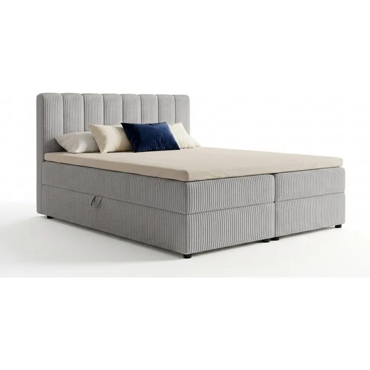 Deine Möbel 24 Boxspringbett WILL Cord, inkl. 2 Bettkästen, Matratzen (H3/H4) & Kaltschaum-Topper (Set, 1-St, in Farben Beige Creme Grau Dunkelgrau Graphit Schwarz), Boxbett Polsterbett 140x200 160x200 180x200 200x200