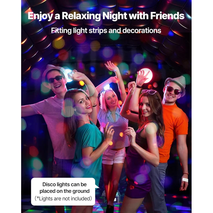 VEVOR Aufblasbares Partyzelt 5 x 4 x 3,8 m, Würfelzelt für Disco Nachtclub, Pavillon Hochzeitszelt mit 680W Gebläse, Sandsack, 2 Fenster für Veranstaltungen, Geburtstag, Hochzeit, Schwarz – Bild 6