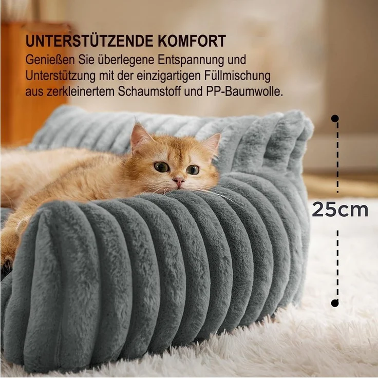 Ledander Tierbett Kuschelndes Haustierkatzen-Sofa, flauschiges Katzen-Sofa, Milchbaumwollstoff, flauschiges Haustier-Sofa-Bett, Waschbares Katzenbett,rutschfestes – Bild 3