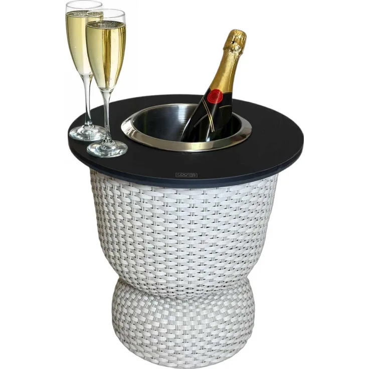 COOTAB Cooler Table PARIS 3-in-1 Loungetisch mit Edelstahl-Kühler - Champagner/Schwarz