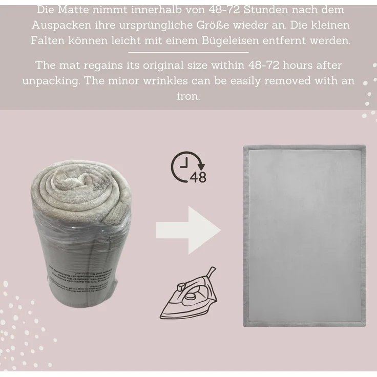 Wolkenweiche Spielmatte Baby 280x200x2,5cm, Grau– Kinderzimmer Teppich mit hochwertigem Memory-Schaum – Krabbelmatte Baby mit Rutschfester Unterseite – Krabbeldecke, Kinderteppich, Tatami Matte – Bild 6