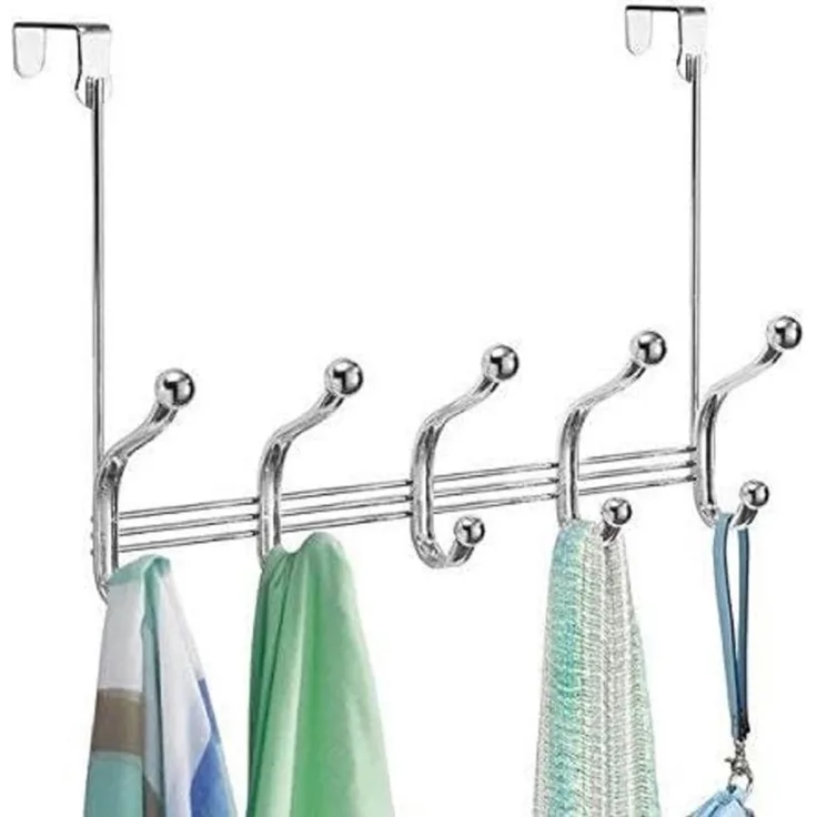 Hakenleiste Tür chrom 10 Haken Türgarderobe Garderobe Handtuchleiste Bad mDesign