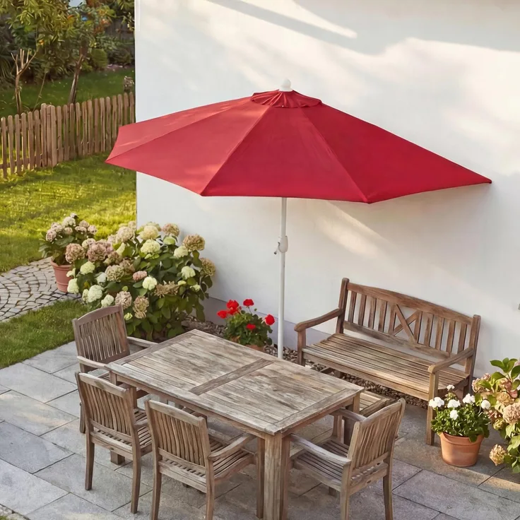 Mendler 'Parla' Sonnenschirm, halbrund, UV 50+ Polyester/Alu 3kg, 300cm, Bordeaux