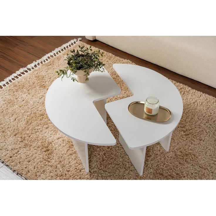 Couchtisch, 'Moira', 41 x 90 x 90, Natürliches Weiß – Bild 3