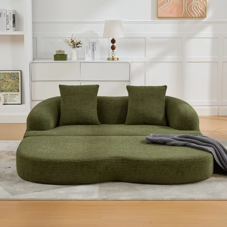 ZUBALIYA Schlafsofa 84x65 cm, mit LED - Beleuchtung, mit Chenille - Bezug, modular aufgebaut, mit Schaumstoffpolsterung, Grün – Bild 12