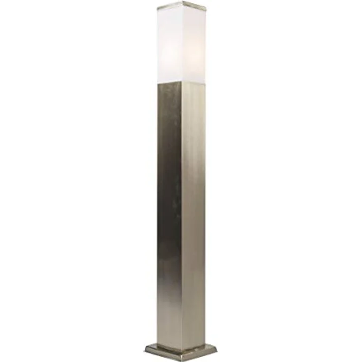 Qazqa Malios Außen-Pollerleuchte, 80 cm, Edelstahl Rechteckig, Silber nickel matt, IP44, E27, dimmbar, 1 x 60 Watt – Bild 3