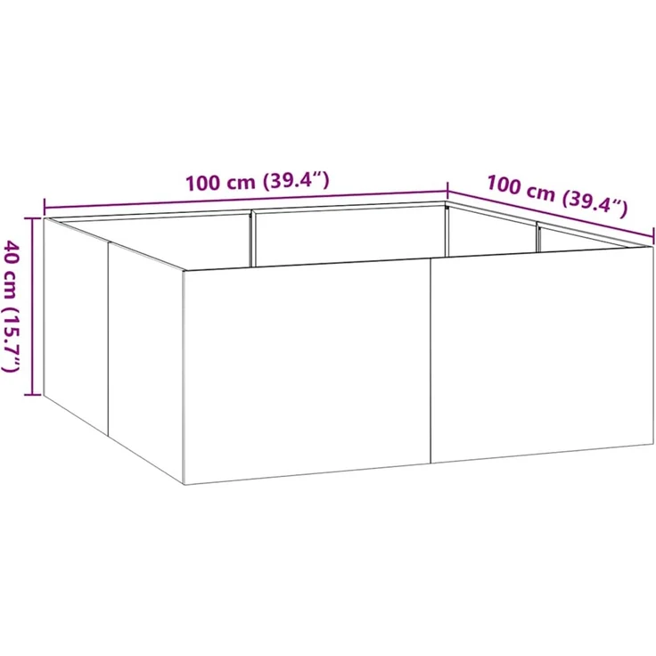 vidaXL Pflanzkübel Rostig 100x100x40 cm Wetterfester Stahl 860821 – Bild 9