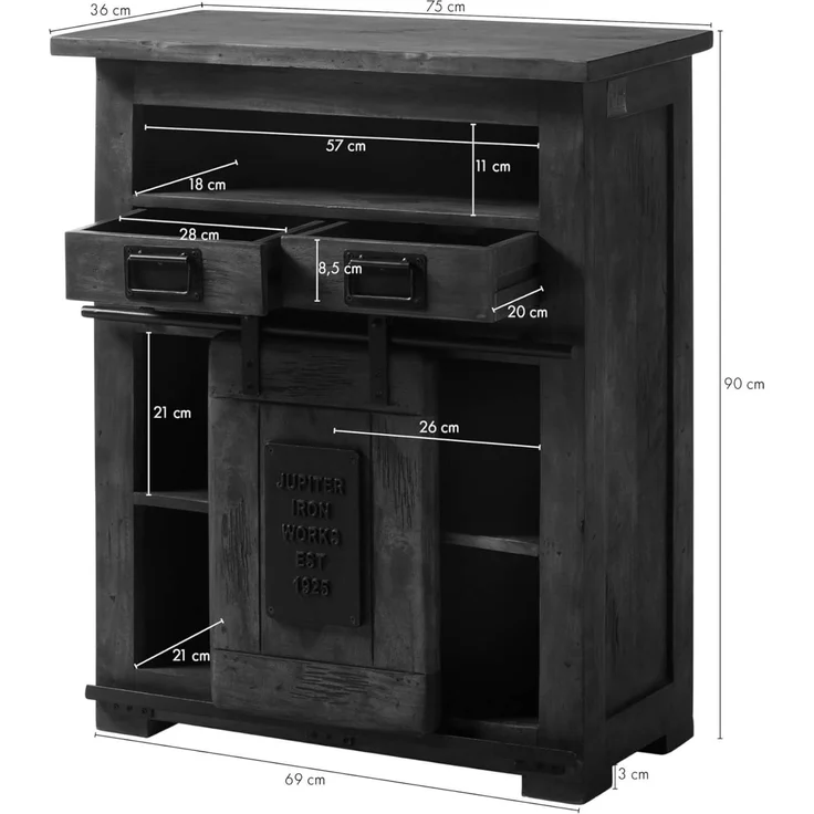 Kommode Mango 75x36x90 natur lackiert RAILWAY #152 – Bild 3